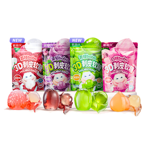 Nuevo día 3D Caramelo Suave pelado 50% Jugo puro fruta pelada caramelo gomoso caramelo 75g - Product Image 1