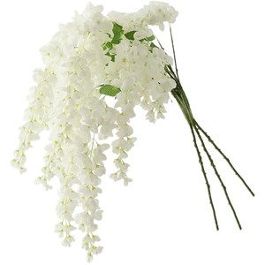 Fleur artificielle de glycine 100 cm en soie, décoration de mariage, feuilles vertes, rose clair et blanc, plante suspendue pour intérieur et extérieur - Product Image 5