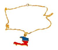 Vente en gros personnalisé Carte du pays Drapeau Collier Haïti Haïtien en acier inoxydable Mode Carte Drapeau Pendentif Collier