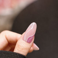 Offre Spéciale – Faux Ongles Amande Rose Nude et Blanc Effet Tourbillon Brillant Couverture Complète – Vente en Gros