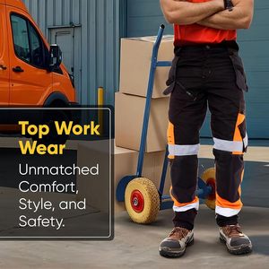 Men's Hi <b>Vis</b> Safety Pants Class 2 With Knee Pad Pockets Work <b>Trousers</b> Reflective Protective Clothing - Product Image 6