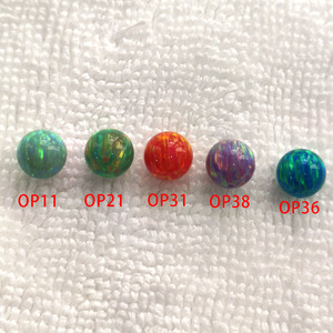 Cuentas redondas de ópalo sintético con medio orificio/sin orificio/orificio completo, bolas redondas de ópalo azul fuego, piedras preciosas sueltas para joyería - Product Image 1