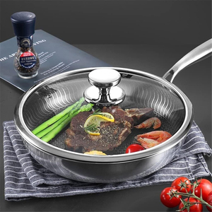Triply Stainless Steel Frying <b>Pan</b> Saute <b>Pan</b> Non-Stick Coating Gas <b>Induction</b> Cooking 3 Layers Stainless Steel Fry <b>Pan</b> - Product Image 2