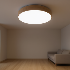 LEDUNI Lampada da Soffitto LED Moderna 24W Base in Legno Rotonda 6000K Luce Bianca Fredda Illuminazione Interna IP44 Montaggio a Superficie - Product Image 2