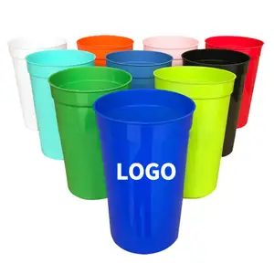 Недорогие экологически чистые небьющиеся печатные пивные чашки для вечеринок с логотипом, 12 унций, 16 унций, 24 унции, 32 унции, пластиковые стаканчики для стадиона