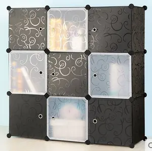 9001 9-tür schwarz und weiß schrank PP DIY schrank Cube Storage Rack kunststoff durable schuh rack