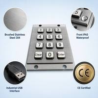 Teclado Numérico USB Impermeable DSP KB-D802 (Acero Inoxidable) para Control de Acceso, Cajeros Automáticos, Kioscos y Aplicaciones Telefónicas