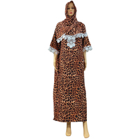 Abayas Pour Femmes Imprimé Floral Appliques Coton O-neck Loose Slim African Dress Musulman Islam Jilbab Marocain Caftan Avec Hijab
