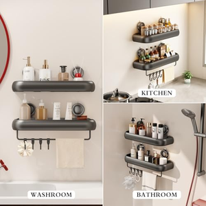 Support de rangement à ventouse pour lavabo de salle de bain, organiseur de gel douche sans perçage - Product Image 5