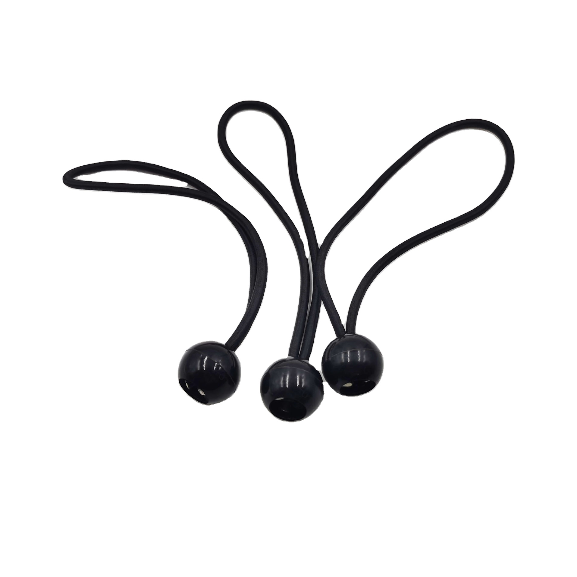 Оптовая продажа, резиновый черный банджи, шнуры с шариками