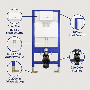 Citerne dissimulée pour toilettes suspendues TUSSON TS005T-1, réservoir d'eau caché pour <span class=keywords><strong>WC</strong></span> mural - Product Image 3