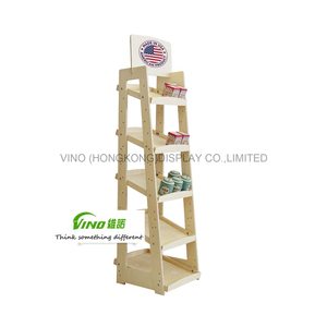 Étagère de présentation en bois VINO à 5 niveaux, double face, sur pied, pour magasin de détail, réglable, légère, avec étagères verticales - Product Image 3