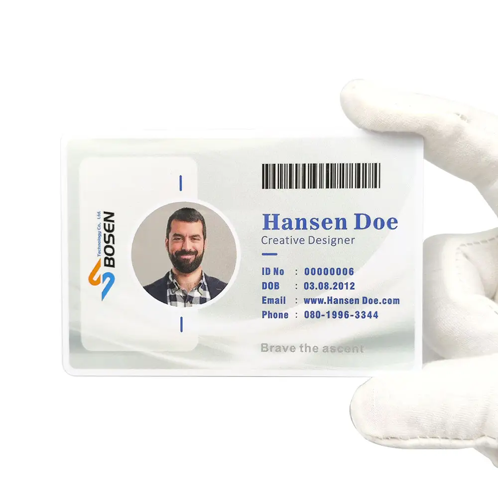 Kartu ID foto kerja karyawan PVC potret siswa plastik cetak Inkjet kustom
