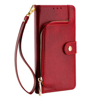 Funda con Cierre y Clip para Tarjetas, para Samsung S23 S24 Plus, Monedero, Fundas de Cuero de Lujo para Teléfono 15 Pro 14 13 12 11 Pro Max