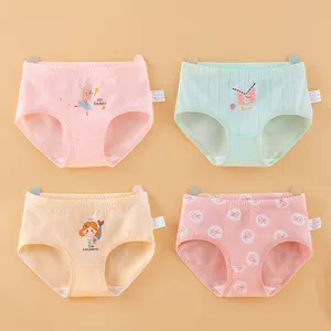 Wholesale Custom Children's Underwear Organic Cotton Panties Briefs Boxers Breathable Animal Pattern For Kids Girls Aged 8 Years