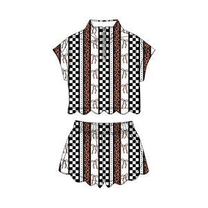 Conjunto de Ropa Infantil de 2 Piezas con Estampado de Lazos, Camisa con Cierre y Pantalones Cortos, Estilo Casual y a la Moda para Niñas, Conjuntos a Juego para Hermanas - Product Image 4