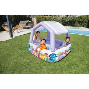 <span class=keywords><strong>INTEX</strong></span> 57470 <span class=keywords><strong>Piscina</strong></span> Inflable Cuadrada de PVC con Protección Solar Removible y Diseño Infantil, Resistente a los Rayos UV y Duradera - Product Image 1