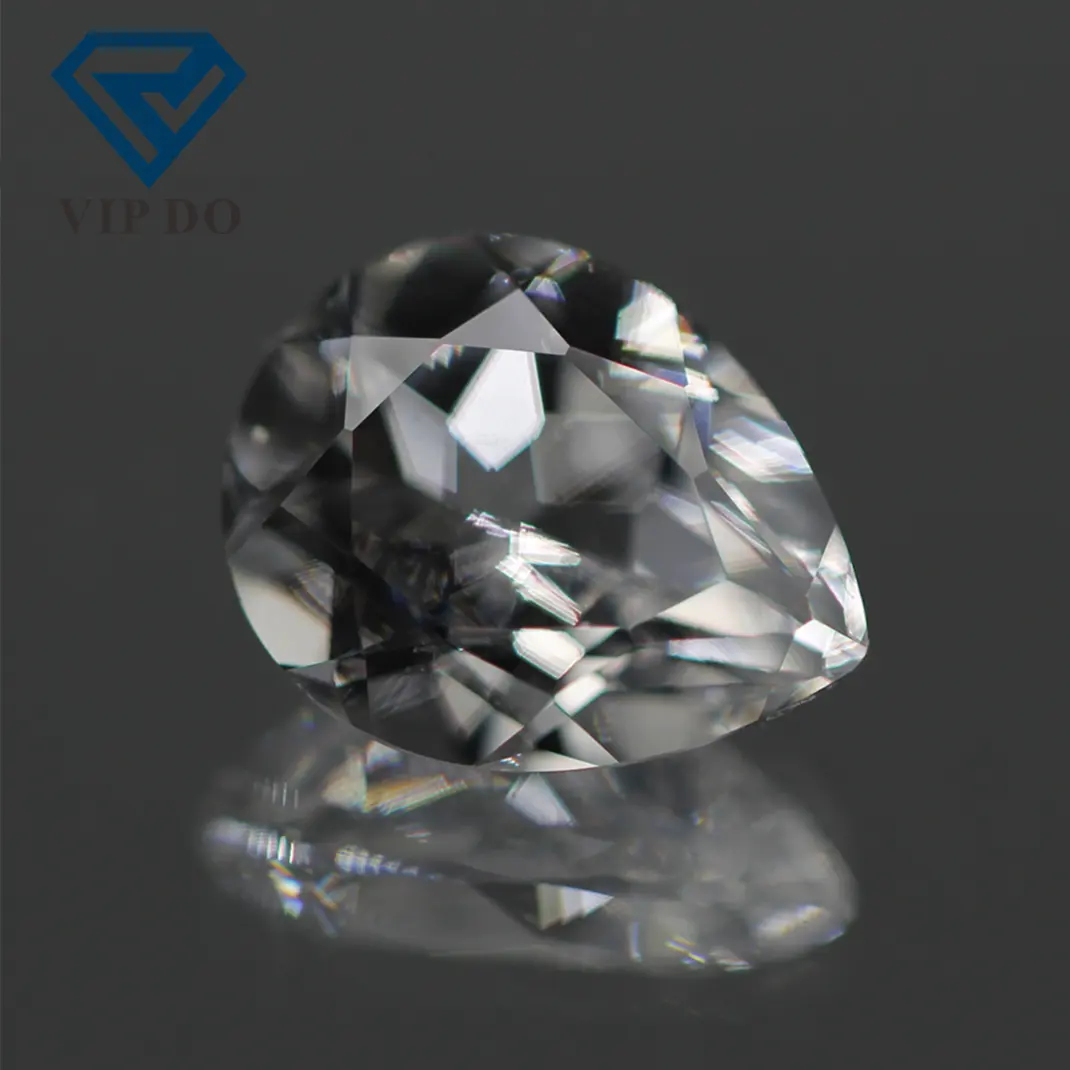 5A grade faceted cut pear cut 12# white sapphire corundum loose gemstone pear shape synthetic corundum 12# white corundum stones
