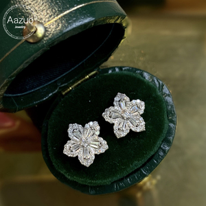Aazuo Pendientes de oro blanco macizo de 18 quilates con diamantes naturales reales de 0,40 quilates, pendientes con forma de flor de hadas, regalo de compromiso para mujer, regalo de amor verdadero Au750 - Product Image 1