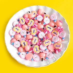 Breloques populaires en forme de sucette rose à dos plat, cabochons en résine, breloques bonbons d'amour pour la décoration de téléphone - Product Image 6