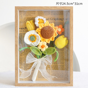 <span class=keywords><strong>Fiori</strong></span> <span class=keywords><strong>di</strong></span> girasole rosa lavorati all'uncinetto manuale festa della mamma regalo <span class=keywords><strong>di</strong></span> san valentino per donne decorazioni per la casa fiore artificiale - Product Image 2