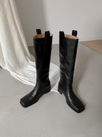 Stivali Invernali da Equitazione in Vera Pelle con Punta Quadrata, Tacco Grosso e Design Slip-On, Altezza al Ginocchio