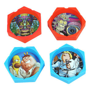 美しいラウンドパターン印刷アッシュトレイカスタムロゴ屋内/屋外喫煙ギフト家庭用またはオフィス用 - Product Image 4