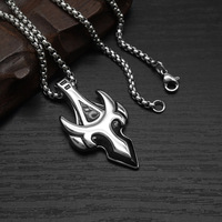 Collier médaillon chic vintage en acier inoxydable 316L, plaqué argent, avec pendentif punk en corne de taureau et pointe de flèche, personnalisable PVD OEM MGXL492