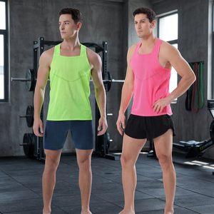 STURDY GRIP WEARS <b>Mens</b> Workout Lightweight Bonded Square Knitted O-Neck Tank Top Breathable Sports <b>Vest</b> Polyester Quick Dry - Product Image 3