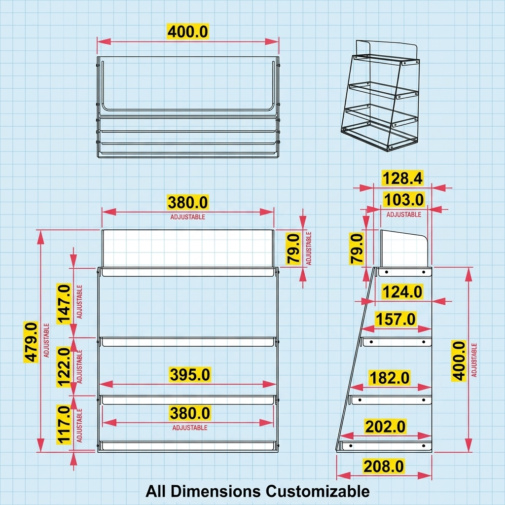Custom Acrylic Countertop Snack Display Rack Stand Organizer Holder for Retail Store Candy Chocolate Chip Cookie Food Retail — view 4