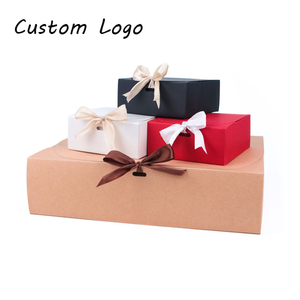 Custom Logo Fancy Surprise Black Printing Clothing Book Shape Large Foldable Luxury Magnetic Ribbon Paper Packaging Gift Box