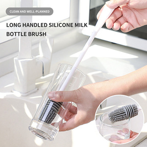Venta al por mayor de grado alimenticio TPR hogar termo taza de vidrio de mango largo botella de silicona cepillo - Product Image 3