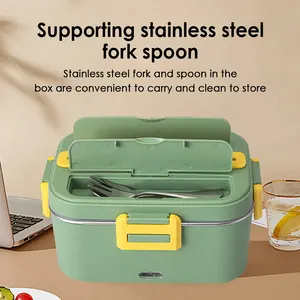 1.8L 12v 24v 110v 220v Portable Electric Heating Lunch Box Stainless Steel Lunch Box Electric Food Warmer Electric Hot Lunch Box