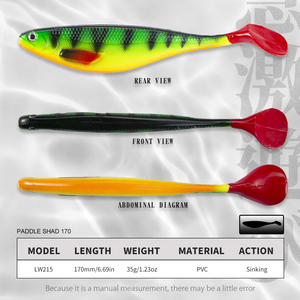 เหยื่อตกปลาแบบจมน้ำ ขนาด 170 มม. น้ำหนัก 35 กรัม รูปทรง T-Tail Swimbait สำหรับตกปลาทะเล เช่น ปลากะพง ปลาทูน่า ปลาไพค์ ปลาแซนเดอร์ ใช้ตกปลาจากเรือ ชายหาด หรือตีเหยื่อชายฝั่ง - Product Image 2