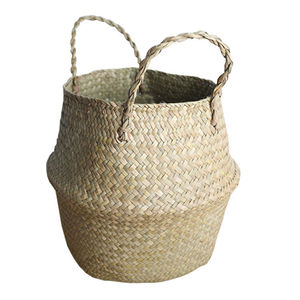 Panier en jacinthe d'eau en gros avec poignées, couvercle de <span class=keywords><strong>pot</strong></span> de plante beige naturel et autres paniers de rangement pour la décoration de la maison de style ferme - Product Image 3