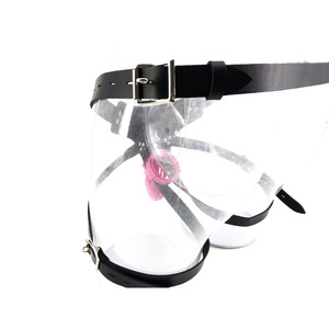 Hombre Rojo correa de plástico en jaula de castidad <span class=keywords><strong>CB6000</strong></span> castidad dispositivos Polla jaula cerradura con 5 Base anillos juguetes sexuales para hombres - Product Image 3