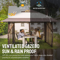 Tonnelle escamotable en métal, abri portable imperméable avec moustiquaire pour terrasse extérieure et fêtes de jardin