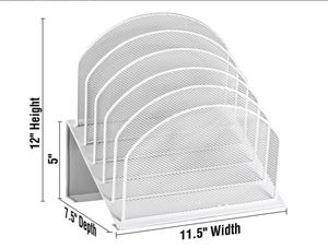 Inclined Desk <b>File</b> <b>Organizer</b> 5-Section Vertical <b>File</b> Folder Holder Stand Metal Rack <b>File</b> Sorter for Desktop Organization - Product Image 5