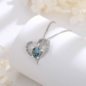 Merryshine Turtle Loveハートネックレス925スターリングシルバー本物のマザーオブパールペンダント - Product Image 6