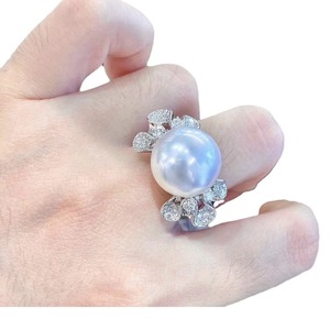 Nouvelle conception Bague en argent pur S925 avec perle d'eau douce naturelle de 11-12 mm de diamètre, parfaitement ronde et légèrement imparfaite - Product Image 5