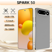 Smartphone 5G SPARK 50 Version Globale Écran HD 7,3 pouces 8800 mAh 16 Go + 1 To de Stockage Android 16 Double SIM Déverrouillage Facial pour Usage Quotidien et Gaming