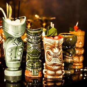 Commercio all'ingrosso Hawaii Tiki tazze Creative bicchieri da Cocktail Tiki tazze per Bar Vintage natale tazze da viaggio fatte a mano su misura in ceramica - Product Image 5