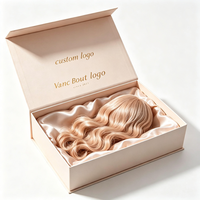 Boîte cadeau rigide élégante couleur nude avec fermeture magnétique, logo personnalisé, emballage haut de gamme pour extensions de cheveux et accessoires capillaires