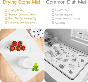 Skymoving Diatomaceous Earth Water Absorbing Stone Dish Drying Mats Fast Drying Stone Dish Drying Mat For Kitchen Counter