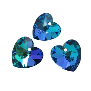 Blue One Hole Charm Pendant Glass Beads For DIY Making Heart Earring Handmade Necklace Jewelry Supplies
