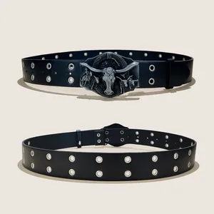 Cinturón Vaquero del Viejo Oeste de Texas con Hebilla de Toro de Cobre, Estilo Americano Texano, Cinturón Retro de Moda para Hombre y <span class=keywords><strong>Mujer</strong></span> - Product Image 3