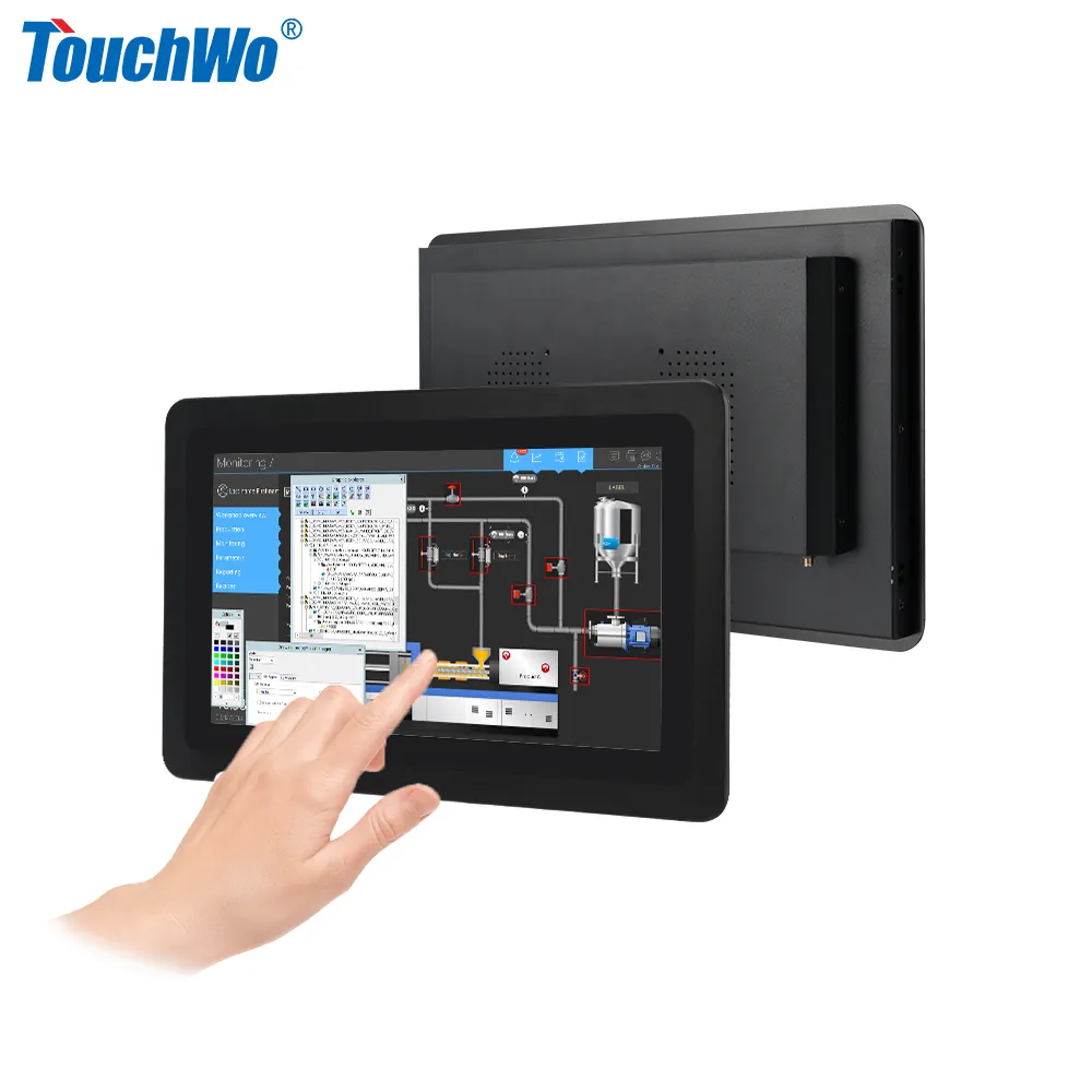 Touchwo monitor layar sentuh kapasitif 10 poin, layar sentuh lcd 15.6 inci bingkai terbuka