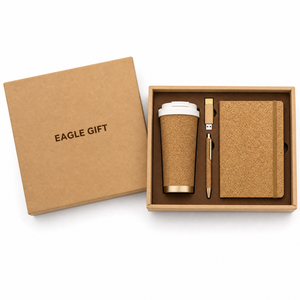 Eco Friendly Corporate Gift Set 316 Stainless Steel Coffee <b>Cup</b> Wheat Straw Notebook Pen Custom Logo Kraft Gift Box Father's Day - Product Image 4