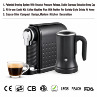 Machine à café expresso à capsules Combi avec mousseur à lait, machine à café à capsules compacte pour la maison