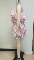 Robe Courte Bettergirl 2026 Nouveautés, Style Floral Français, Asymétrique à Une Épaule, Grande Volantée et Froncée, Coupe Moulante